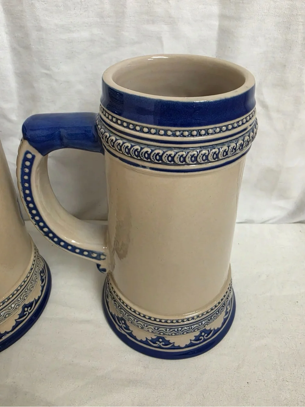 Lady Luck Casino Lucktoberfest Beer Steins Set of 2 Ceramic Blue Cream Large